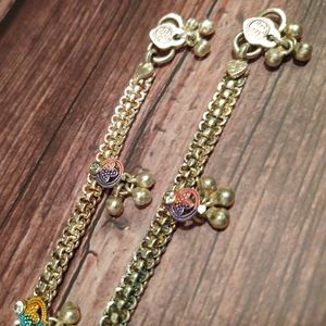 India Anklet/bracelet pair rhinestones painted